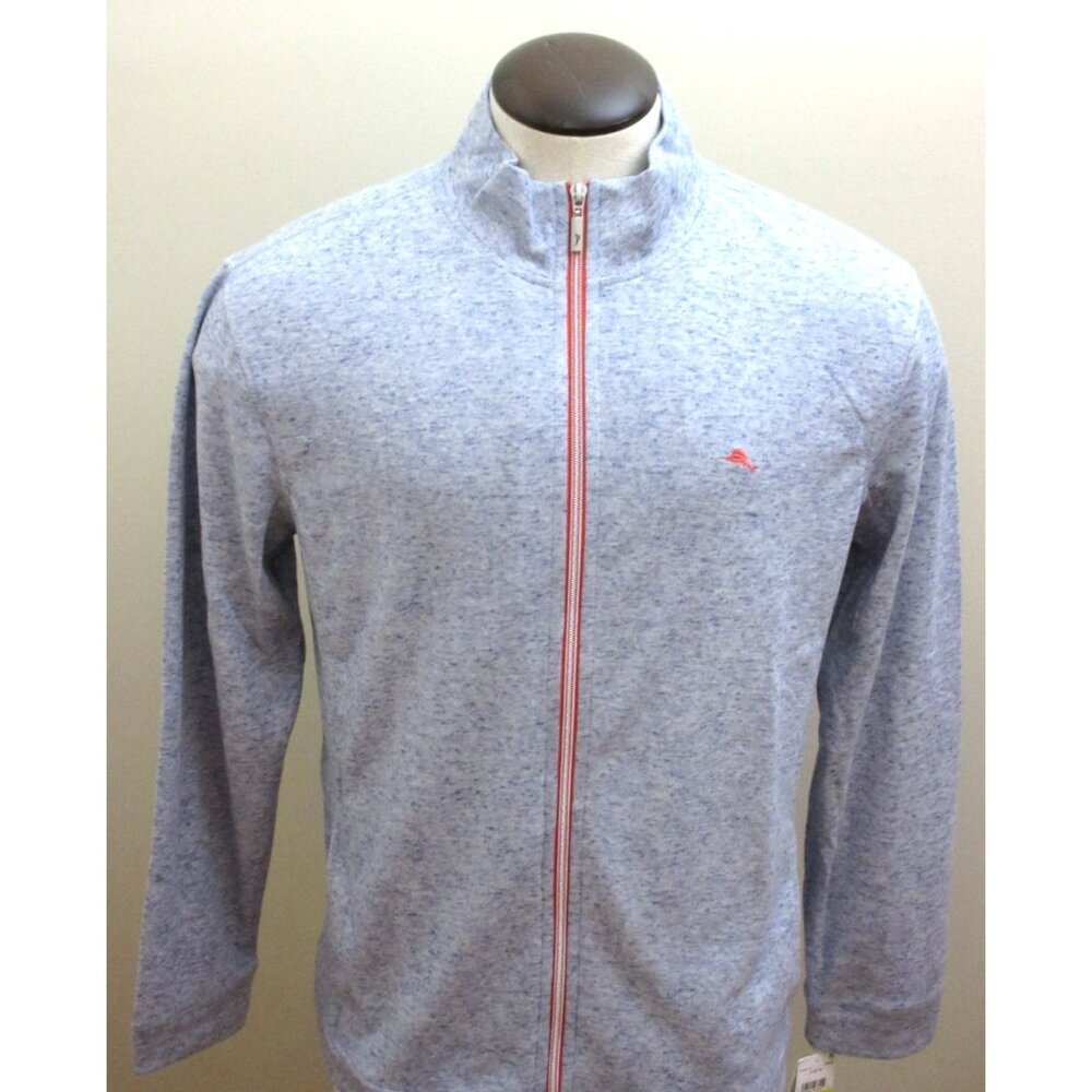 Tommy Bahama Men's Full Zip Mock Neck Track Jacket Heather Blue Marlin NWT - Picture 3 of 9